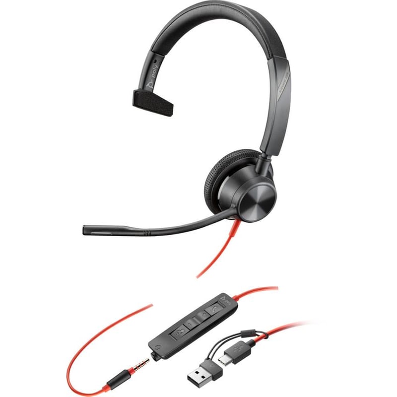 POLY Ενσύρματα Ακουστικά με Μικρόφωνο Poly Blackwire 3315 - Μαύρο
