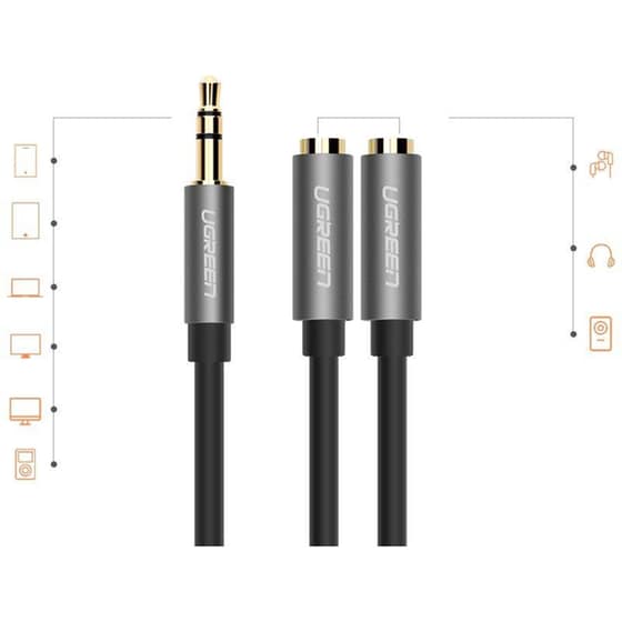 Αντάπτορας Ugreen 10532 3.5mm Mini Jack Aux Splitter Adapter Cable 0.2m - Ασημί image 2