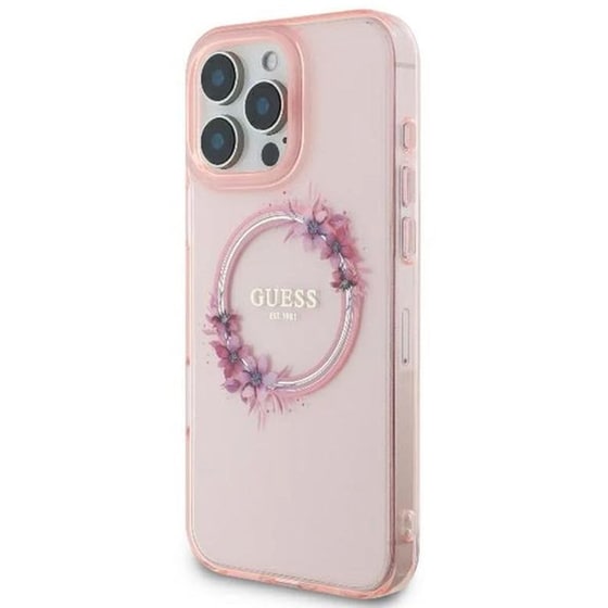 Θήκη Apple iphone 16 Pro - Guess Iml Flowers Wreath - Ροζ image 1