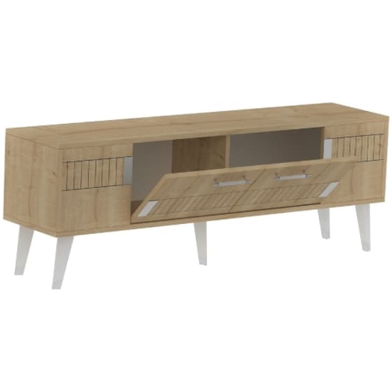 Έπιπλο Τηλεόρασης 24Mall Moda από Μοριοσανίδα 150x35x53.2 cm - Μπεζ/Ασημί image 0