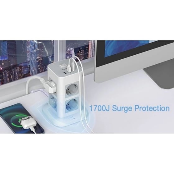 Πολύπριζο TESSAN TPS03-DE-C με θύρες AC, USB-A, USB-C image 5