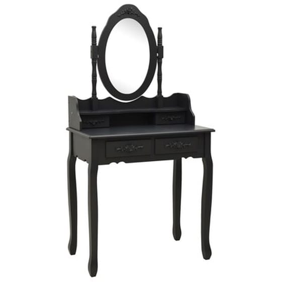 Vidaxl Μπουντουάρ Με Σκαμπό Μαύρο 75 X 69 X 140 Εκ. Ξύλο Παυλώνιας image 3
