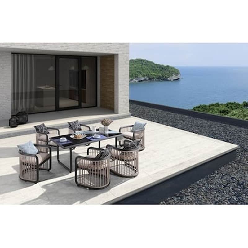 WOODWELL City Dining Set Ανθρακί Μπεζ C50386