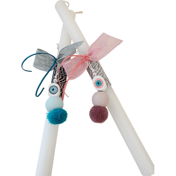 Λαμπάδα Perfect Match&nbsp;Ματάκι&nbsp;Οβάλ&nbsp;Γαλάζιο&nbsp;με Πον&nbsp;Πον image 3