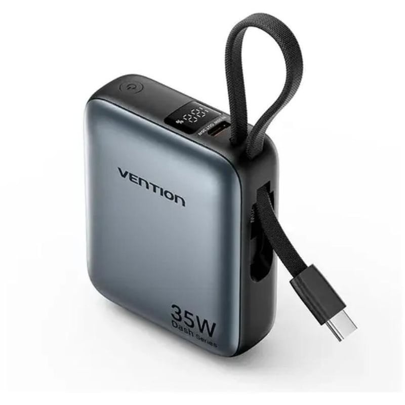 Powerbank Vention FHFH0 με ενσωματωμένο καλώδιο USB-C 10.000mAh 35W - Gray