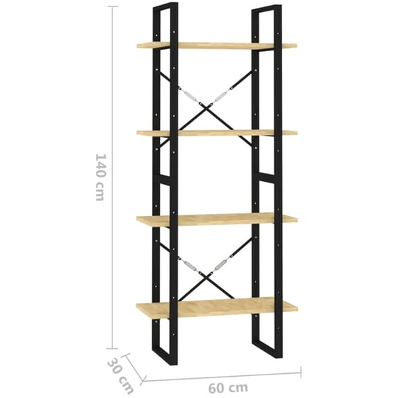 Βιβλιοθήκη VidaXL από Μέταλλο 60x30x140 cm - Μπεζ/Μαύρο image 6
