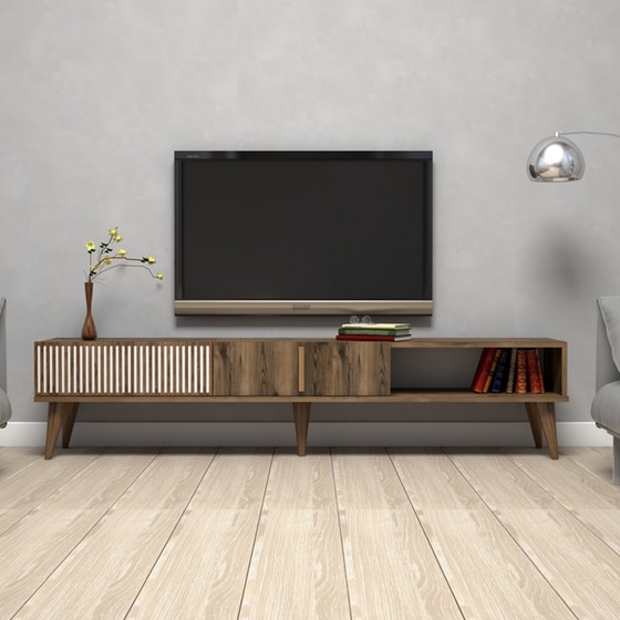 Έπιπλο Τηλεόρασης Pavia από Μοριοσανίδα 180x35x40cm - Καρυδί image 2