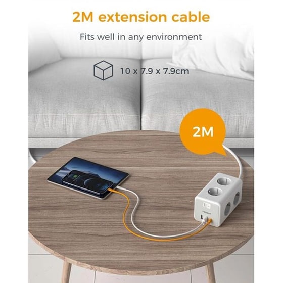 Πολύπριζο TESSAN TS-306-C με θύρες AC, USB-A, USB-C image 3
