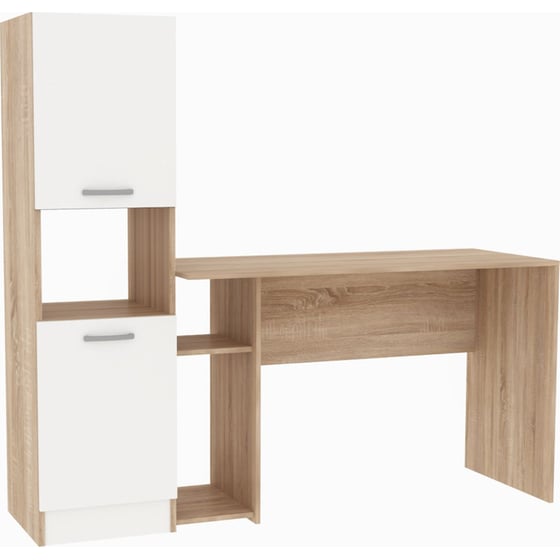 Γραφείο Βιβλιοθήκη Kitwood από Μελαμίνη 160x50x144cm - Sonoma Δρυς/ Λευκό Matt image 0