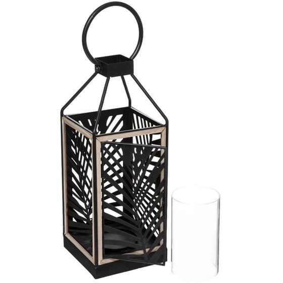 Διακοσμητικό Φανάρι Spitishop A-s Leaf 181422 Μεταλλικό 15x15x38cm - Μαύρο image 1