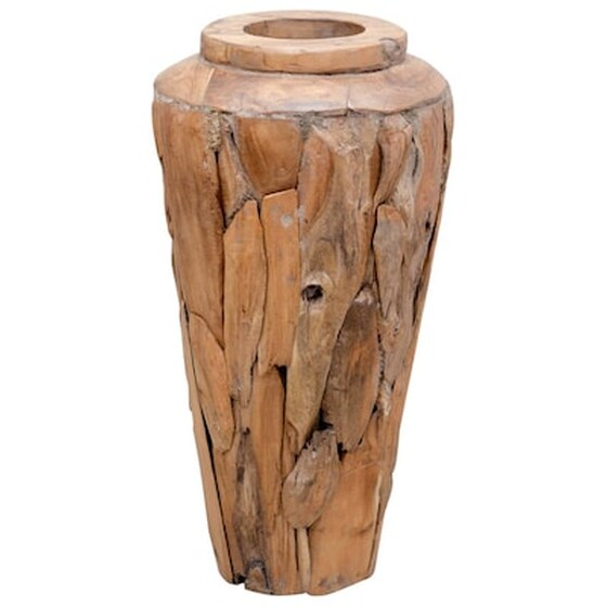 Vidaxl Βάζο Διακοσμητικό 40 X 60 Εκ. Από Μασίφ Ξύλο Teak image 4