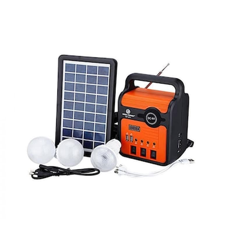 Ηλιακό Σύστημα Φωτισμού Με Ραδιόφωνο, Bluetooth, Πάνελ Και Power Bank