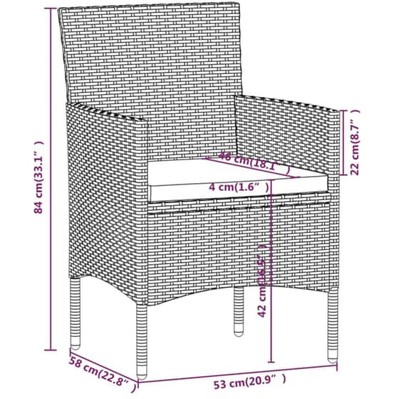 Σετ Τραπεζαρία Κήπου VidaXL από Συνθ. Ρατάν και Ψημένο Γυαλί 5Τμχ - Γκρι image 9