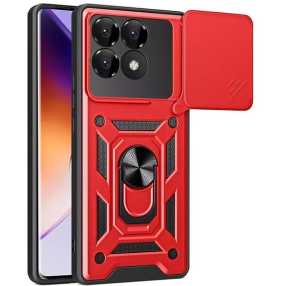 Θήκη Xiaomi Poco F6 Pro - Bodycell Armor Slide με Καλύμμα Κάμερας και Ring Holder - Red image 0