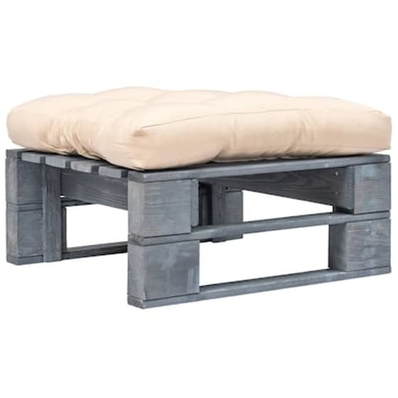 Κάθισμα Κήπου VidaXL από Παλέτες με μαξιλάρι από Εμποτισμένο Ξύλο Πεύκου 60x60x35 cm - Μπεζ image 1