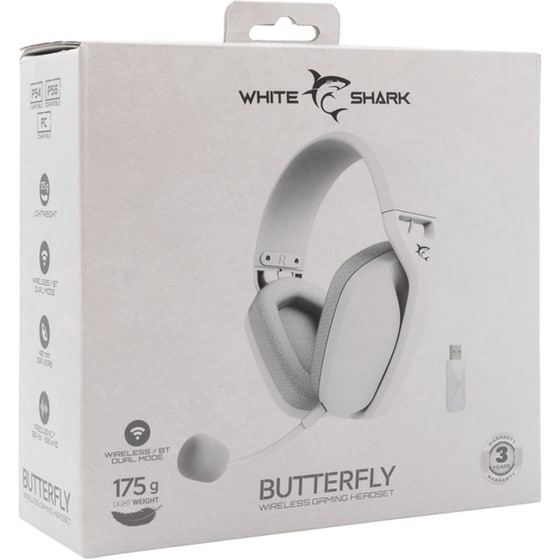 White Shark Butterfly Gaming Ασύρματα Ακουστικά Bluetooth/2.4 GHz - Λευκά image 6