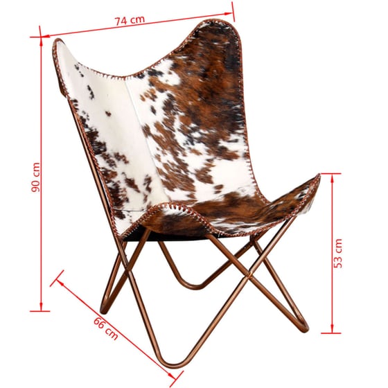 Πολυθρόνα Πεταλούδα Vidaxl από Δέρμα 74x66x90 cm - Καφέ/Λευκή image 9