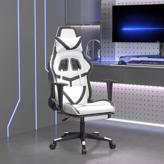 Καρέκλα Gaming VIDAXL 345443 με Υποπόδιο από Τεχνητό Δέρμα - Μαύρο image 10