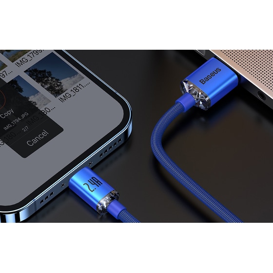 Καλώδιο δεδομένων Baseus Crystal Shine Usb to Lightning 2.4A 1.2m - Blue image 3