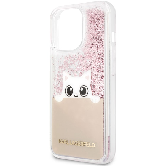 Karl Lagerfeld Liquid Glitter Case  Quot;peek A Boo Cover Quot; Θήκη Προστασίας – Iphone 13 Pro Max (clear/glitter Pink) image 2