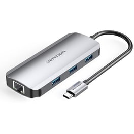 Docking Station Vention HDMI/1x USB/RJ45 (0.15m) - Gray Aluminum