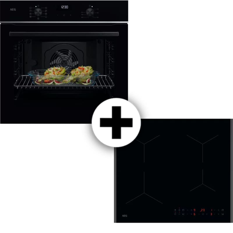 AEG TU5AB21FSB TN64IA00FB 72 Lt Μαύρο Εντοιχιζόμενος Σετ Φούρνος και Εστία