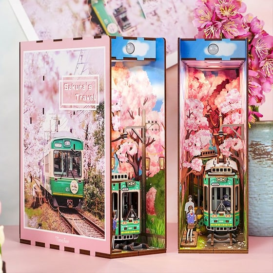 DIY 3D Puzzle Book Nook Kit Βιβλιοστάτης - Sakura's Travel image 5