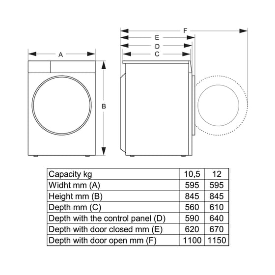 HISENSE WD5S1045BB 10.5kg/6kg 1.400 Στροφές με WiFi Μαύρο Πλυντήριο Στεγνωτήριο image 6