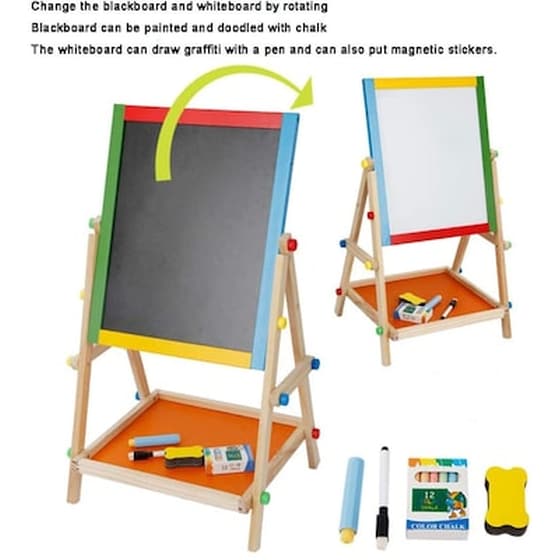 Ξύλινος Πίνακας Ζωγραφικής Διπλής Όψεως Multifunctional Wooden Easel image 2