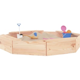 VidaXL Αμμοδόχος με Καθίσματα Οκτάγωνη 111x111x20cm Ξύλινη - Φυσικό Χρώμα Ξύλου