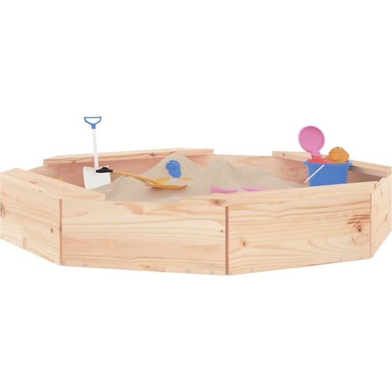 VidaXL Αμμοδόχος με Καθίσματα Οκτάγωνη 111x111x20cm Ξύλινη - Φυσικό Χρώμα Ξύλου image 0