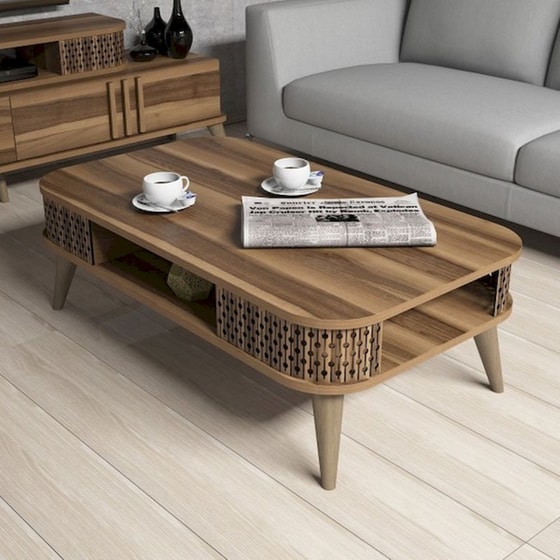 Τραπεζάκι Σαλονιού 24Mall Pavia από Μοριοσανίδα 105x60x34.6 cm - Καφέ image 2