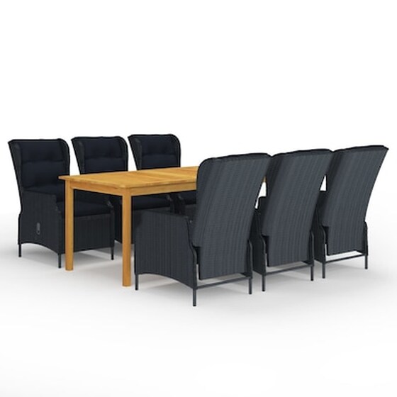 Vidaxl Σετ Τραπεζαρίας Κήπου 7 Τεμαχίων Σκούρο Γκρι image 1