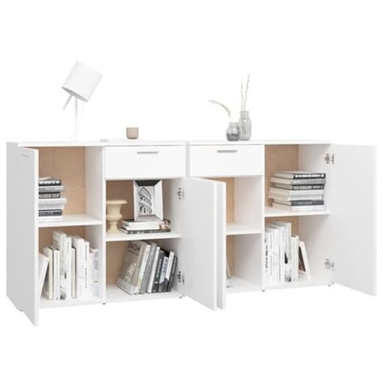 Vidaxl Μπουφές Λευκός 160 X 36 X 75 Εκ. Από Μοριοσανίδα (2x805770) image 4