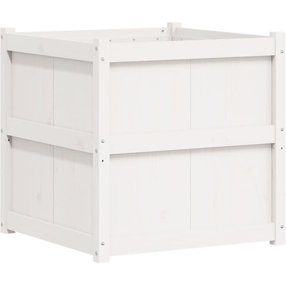 Ζαρντινιέρα VidaXL από Μασίφ Ξύλο Πεύκου 70x70cm - Λευκό image 0