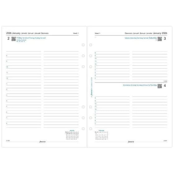Ανταλλακτικά Φύλλα Ημερολογίου Filofax 2026 Greek A5 Ημερήσιο με Ραντεβού image 2