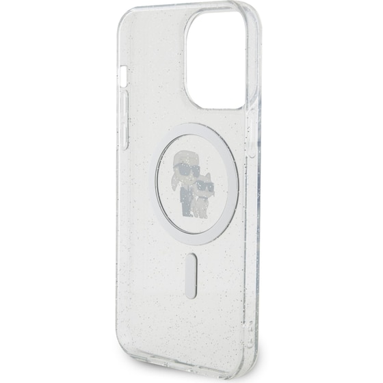 Θήκη Apple iPhone 14 Pro Max - Karl Lagerfeld MagSafe Ringstand Case IML Karl+Choupette - Glitter Clear image 6