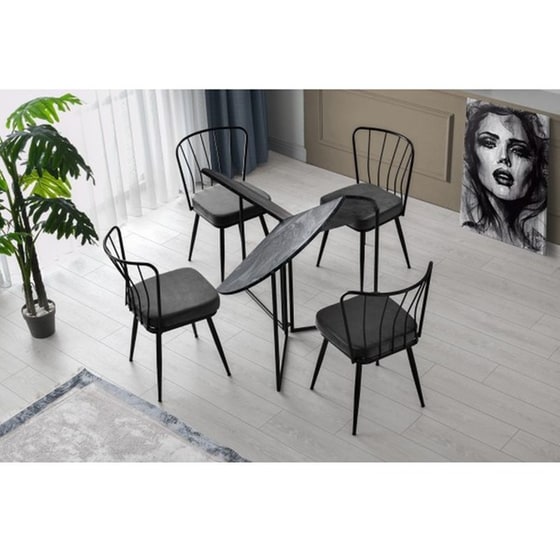 Τραπέζι 24Mall Bandiera από Μέταλλο 100x100x72cm - Ανθρακί image 2