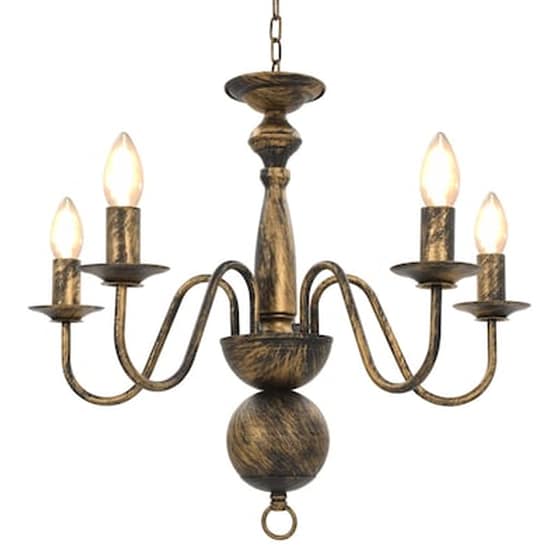 Vidaxl Πολυέλαιος Αντικέ Μαύρος Με 5 Ντουί Ε14 image 0