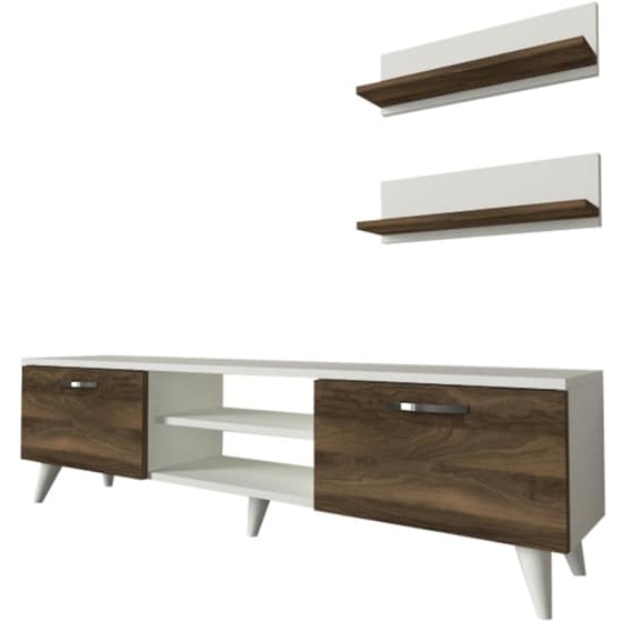 Έπιπλο Τηλεόρασης 24Mall Pianosa από Μοριοσανίδα 150x29.5x40.6 cm - Καρυδί/Λευκό image 0