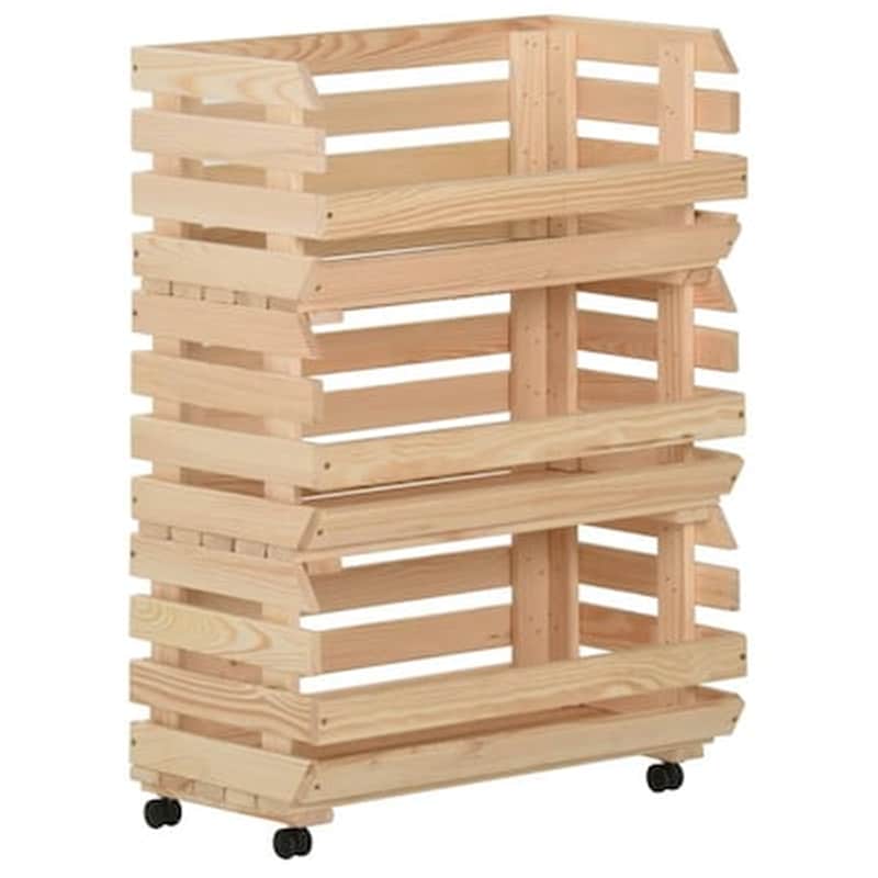 Vidaxl Τρόλεϊ Λαχανικών 57 X 30 X 80 Εκ. Από Μασίφ Ξύλο Πεύκου VIDAXL