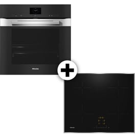 MIELE H7660BP & KM7361FRD 76 Lt Μαύρο Eντοιχιζόμενο Σετ Φούρνος και Εστία