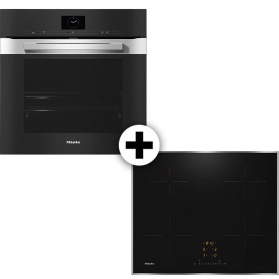 MIELE H7660BP & KM7361FRD 76 Lt Μαύρο Eντοιχιζόμενο Σετ Φούρνος και Εστία image 0