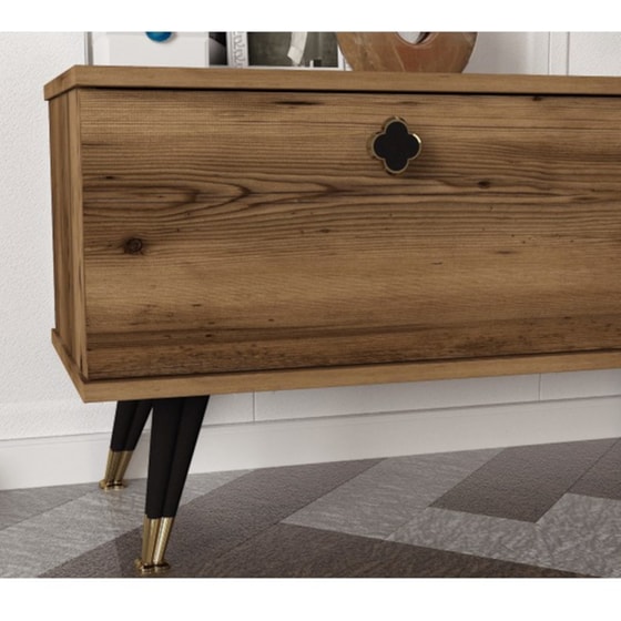 Έπιπλο Τηλεόρασης 24Mall Boom από Μοριοσανίδα 180x35x49 cm - Καφέ/Μαύρο image 4