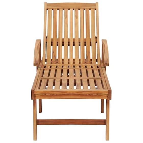 Ξαπλώστρα VidaXL με Τραπέζι από Μασίφ Ξύλο Teak 195x59.5 cm - Καφέ image 5