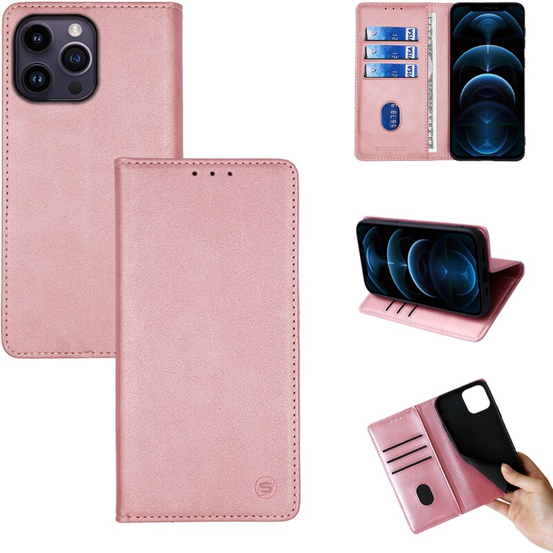 Θήκη Apple iPhone 14 Pro Max - Sonique Vintage Magnet Book - Ροζ Χρυσό