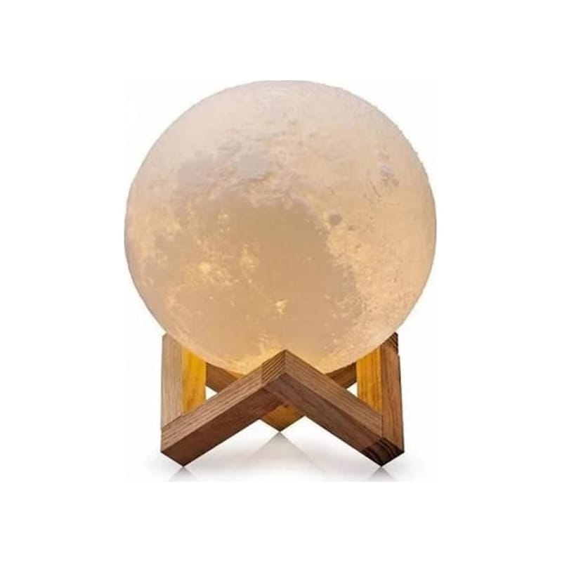 OEM Ανάγλυφο Φωτιστικό 3D Φεγγάρι Moon Light Led - Λευκό/Καφέ