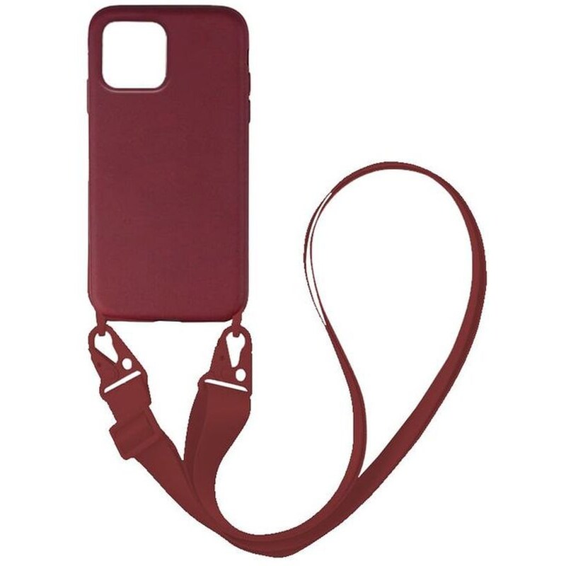 Θήκη Apple iPhone 13 Mini - Sonique Carryhang Liquid Silicone Strap - Μπορντό