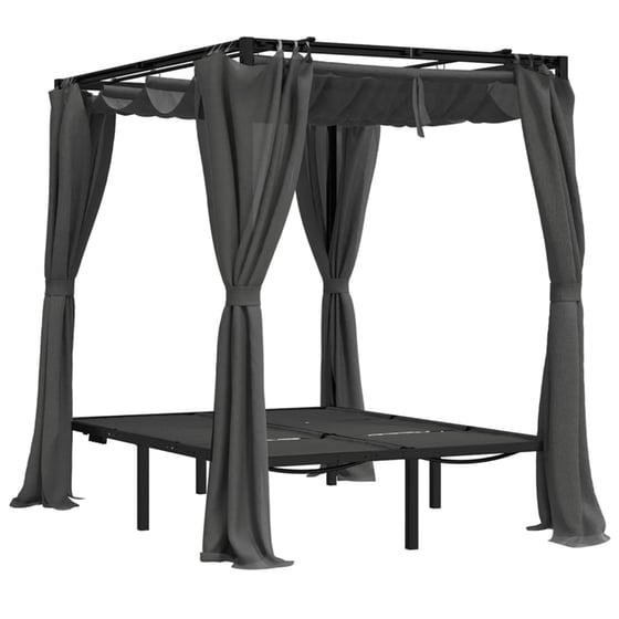 Ξαπλώστρα με Κουρτίνες VidaXL από Χάλυβα 207x153x204 cm - Ανθρακί image 2