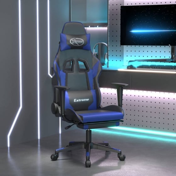 Καρέκλα Gaming VIDAXL 3143699 με Υποπόδιο από Τεχνητό Δέρμα - Μαύρο / Μπλε image 10